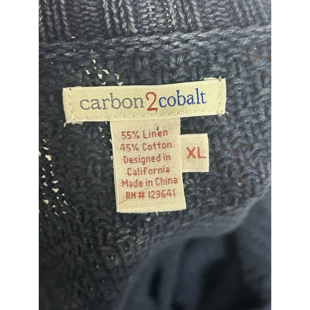 Carbon 2 Cobalt Sweater Sz. XL Men Faded Denim Blue Cable Knit Full Zip Cardigan